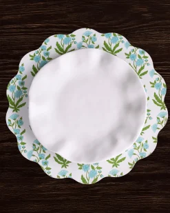 VIDA Blooms & Branches Reversible Round Placemats Set of 4 Teal & Gree