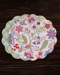 VIDA Blooms & Branches Reversible Round Placemats Set of 4 Periwinkle