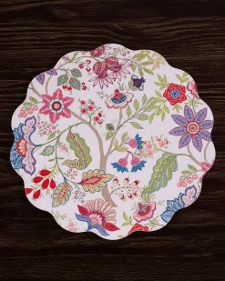 VIDA Blooms & Branches Reversible Round Placemats Set of 4 Periwinkle