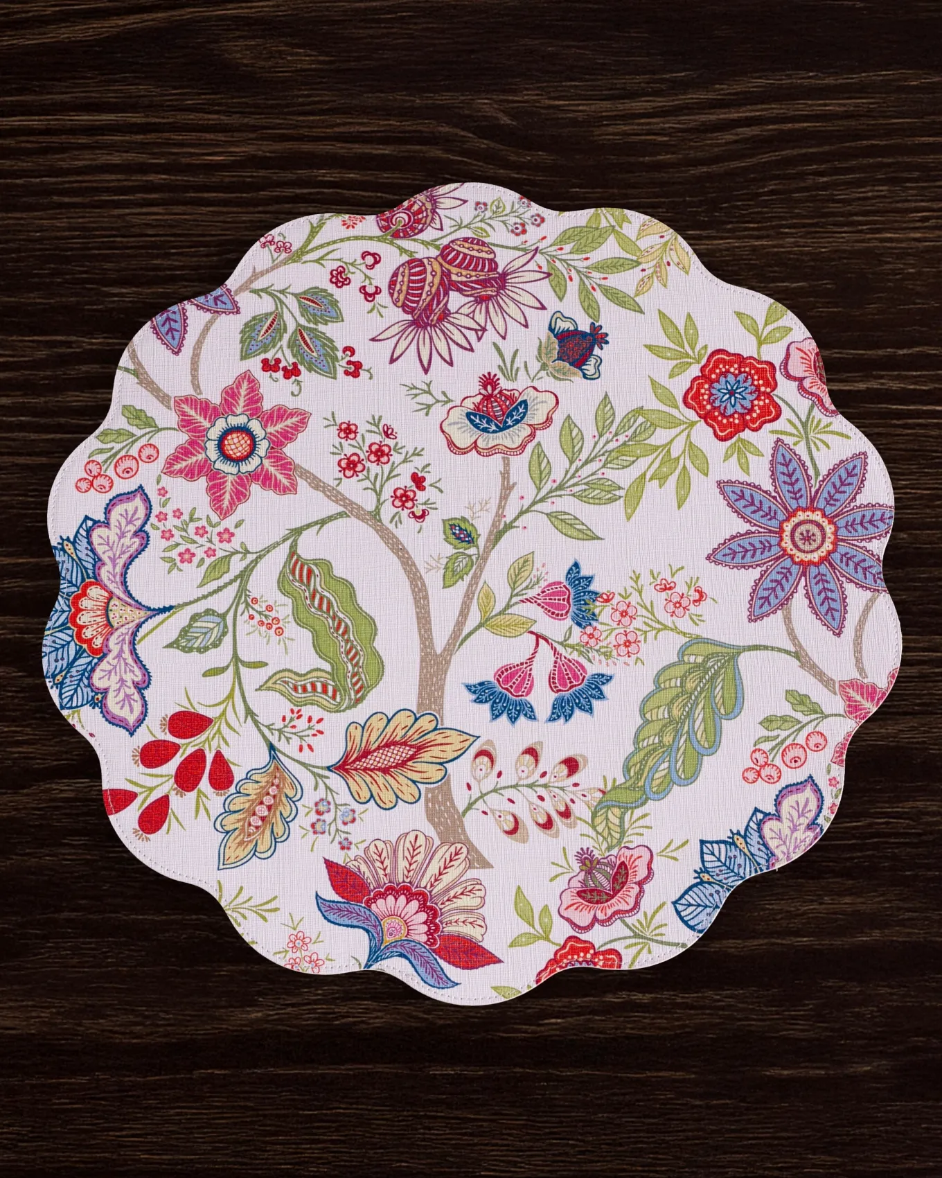 VIDA Blooms & Branches Reversible Round Placemats Set of 4 Periwinkle