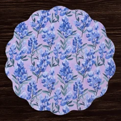 VIDA Bluebells & Flowers Reversible Round Placemats Set of 4 (Pink & G