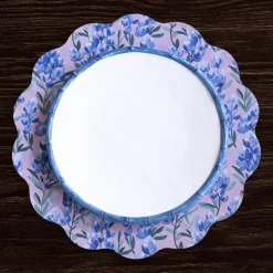 VIDA Bluebells & Flowers Reversible Round Placemats Set of 4 (Pink & G