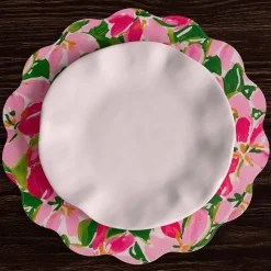 VIDA Butterflies & Flowers Reversible Round Placemats Set of 4 (Pink &