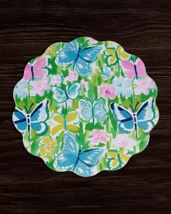 VIDA Butterfly Garden & Flowers Reversible Round Placemats Set of 4 Pa