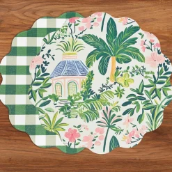 VIDA Cabana Reversible Round Placemats Set of 4 Pink & Green