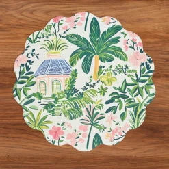VIDA Cabana Reversible Round Placemats Set of 4 Pink & Green