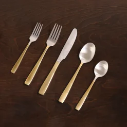 VIDA Charlotte Stainless Flatware Set of 5 (Partial Handle Brushed Cha