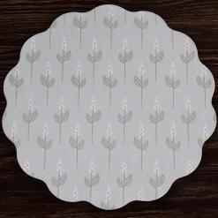 VIDA Chinoiserie Reversible Round Placemats Set of 4 Light Teal & Whit