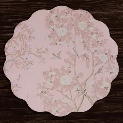 VIDA Chinoiserie Reversible Round Placemats Set of 4 Pink & White