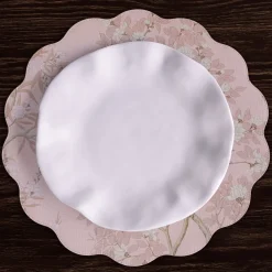 VIDA Chinoiserie Reversible Round Placemats Set of 4 Pink & White