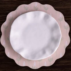 VIDA Chinoiserie Reversible Round Placemats Set of 4 Pink & White