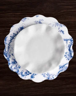 VIDA Chinoiserie Reversible Round Placemats Set of 4 Blue & White