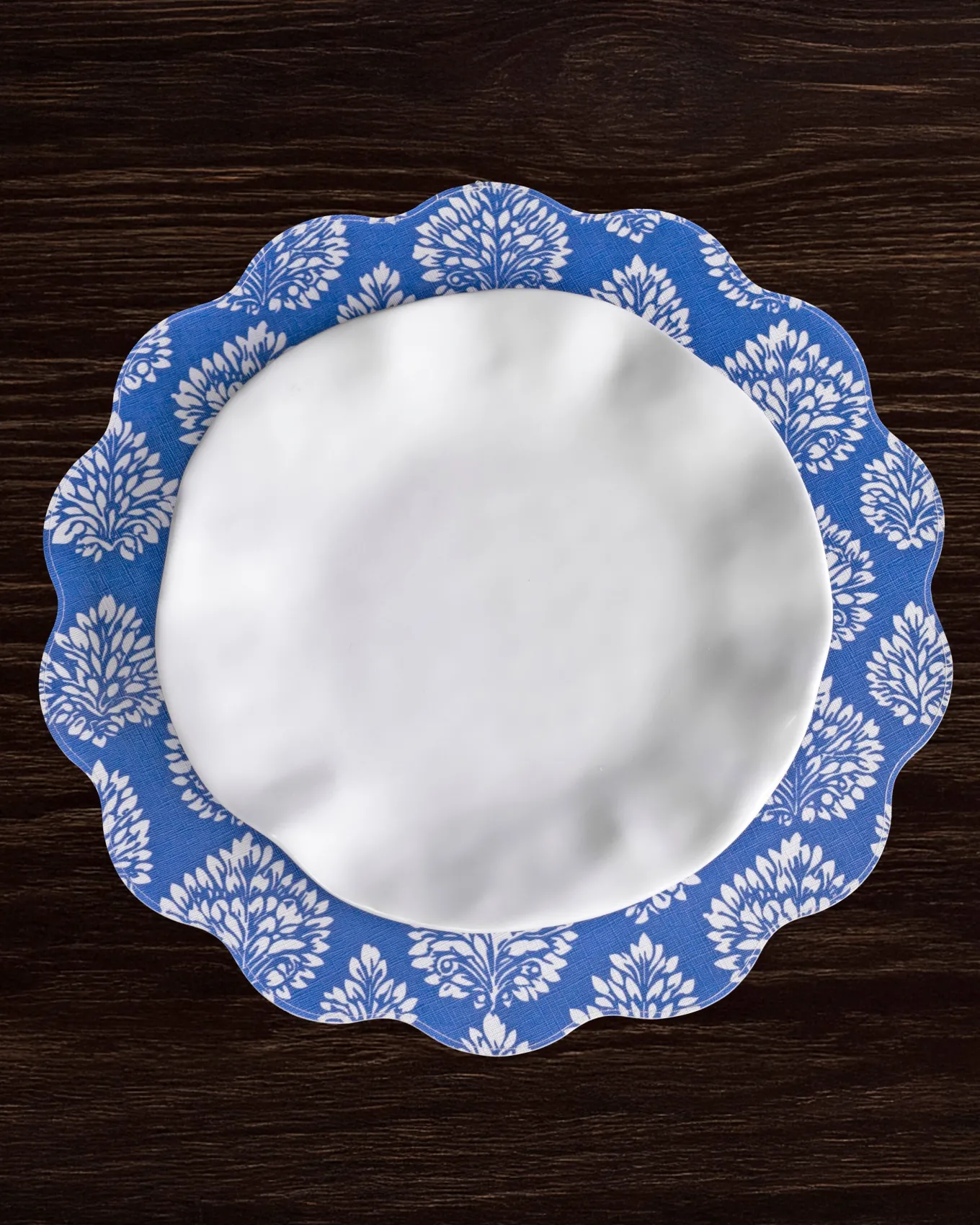 VIDA Chinoiserie Reversible Round Placemats Set of 4 Blue & White