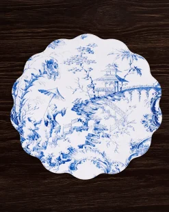 VIDA Chinoiserie Reversible Round Placemats Set of 4 Blue & White