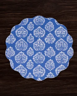 VIDA Chinoiserie Reversible Round Placemats Set of 4 Blue & White