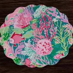 VIDA Coral Reef Reversible Round Placemats Set of 4 (Multi)