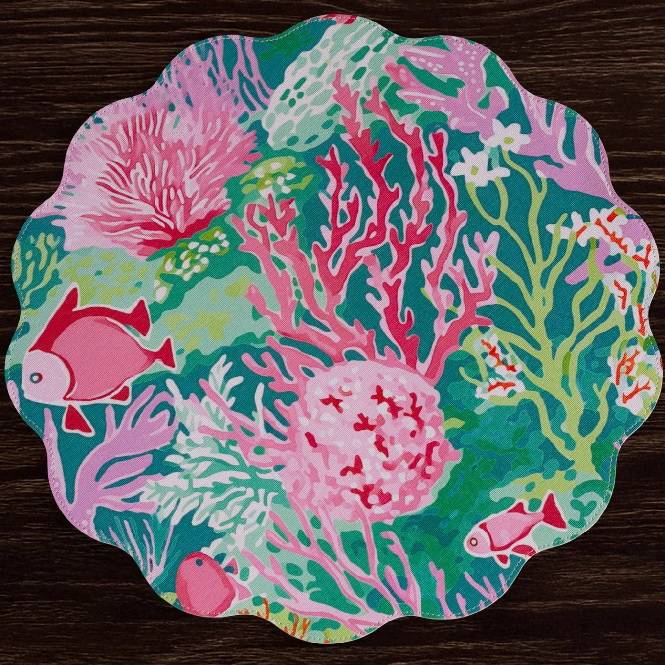 VIDA Coral Reef Reversible Round Placemats Set of 4 (Multi)