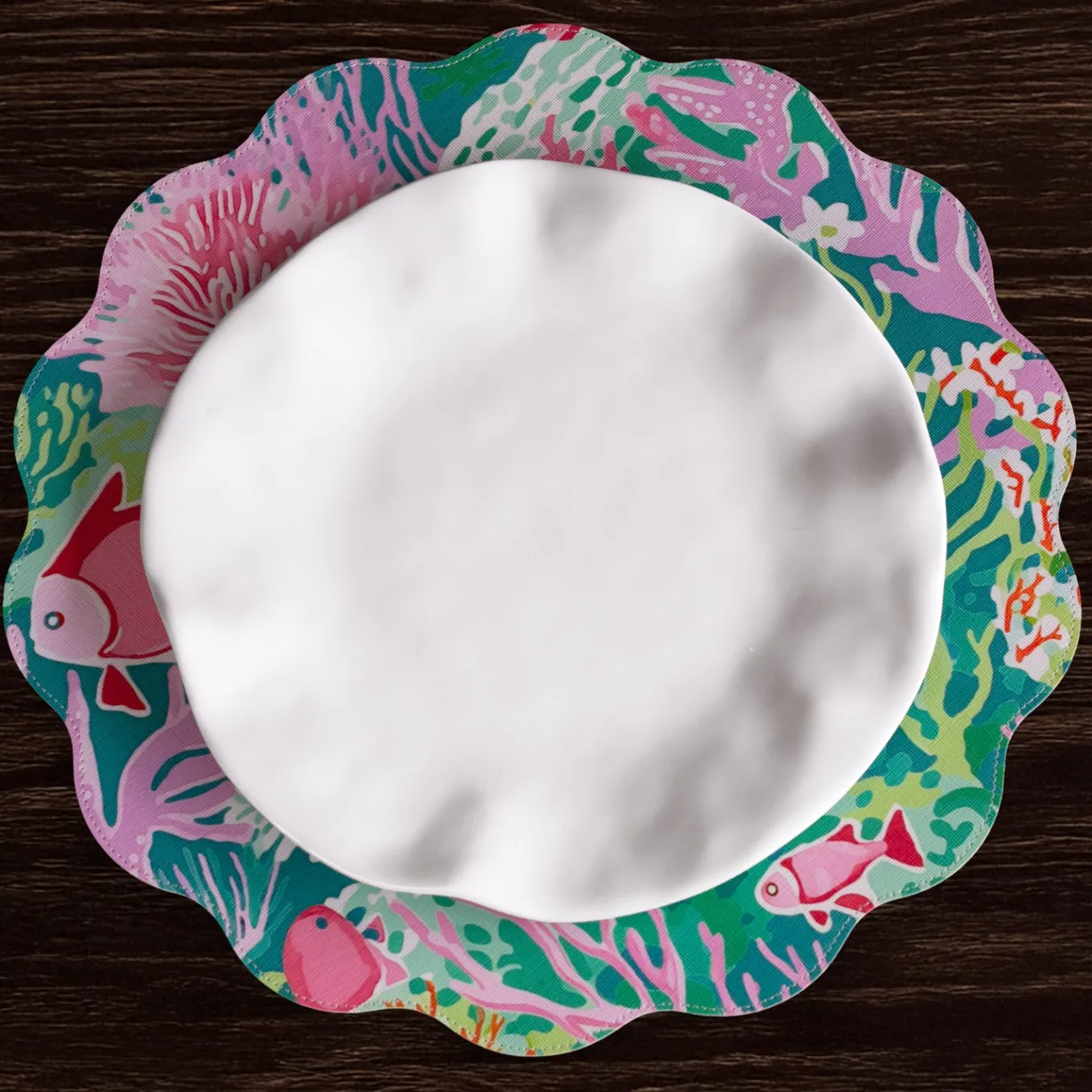 VIDA Coral Reef Reversible Round Placemats Set of 4 (Multi)