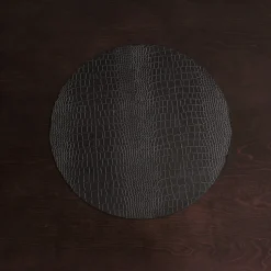 VIDA Croc Reversible 16" Round Placemats Set of 4 (Black and Grey)