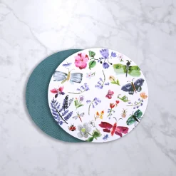 VIDA Croc Reversible 15.5" Round Placemats Set of 4 (Butterfly)