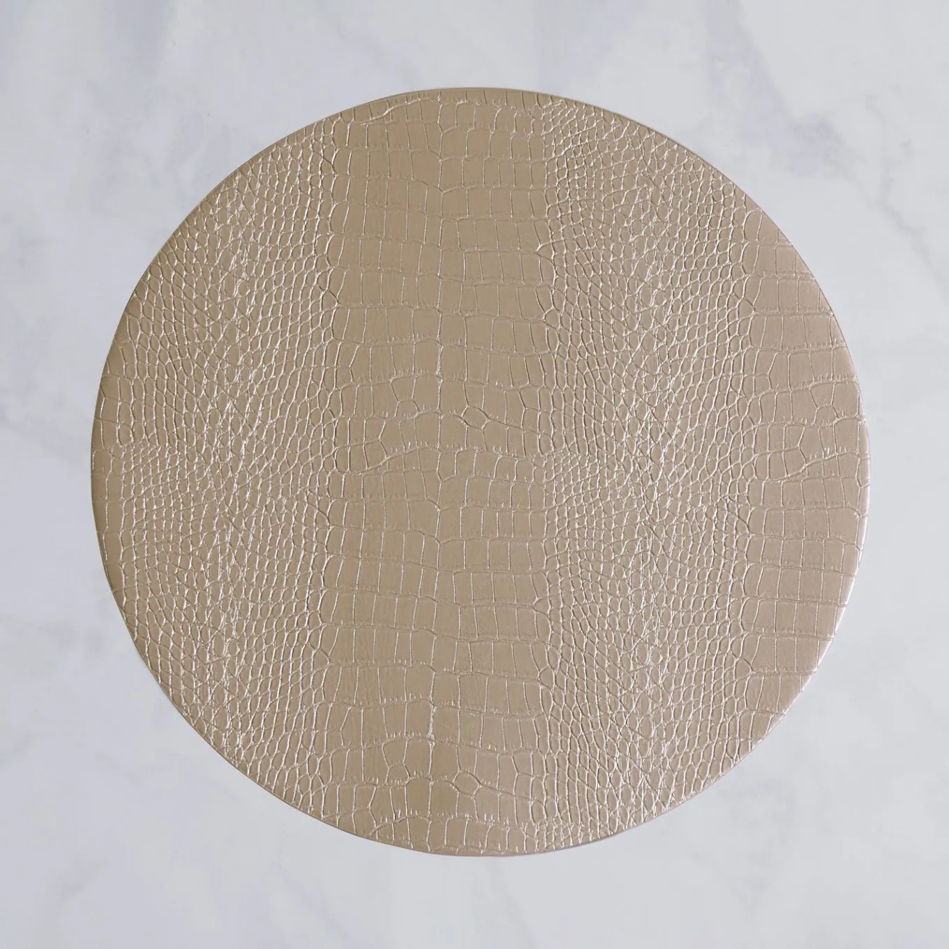 VIDA Croc Reversible 16" Round Placemats Set of 4 (Silver and Gold)