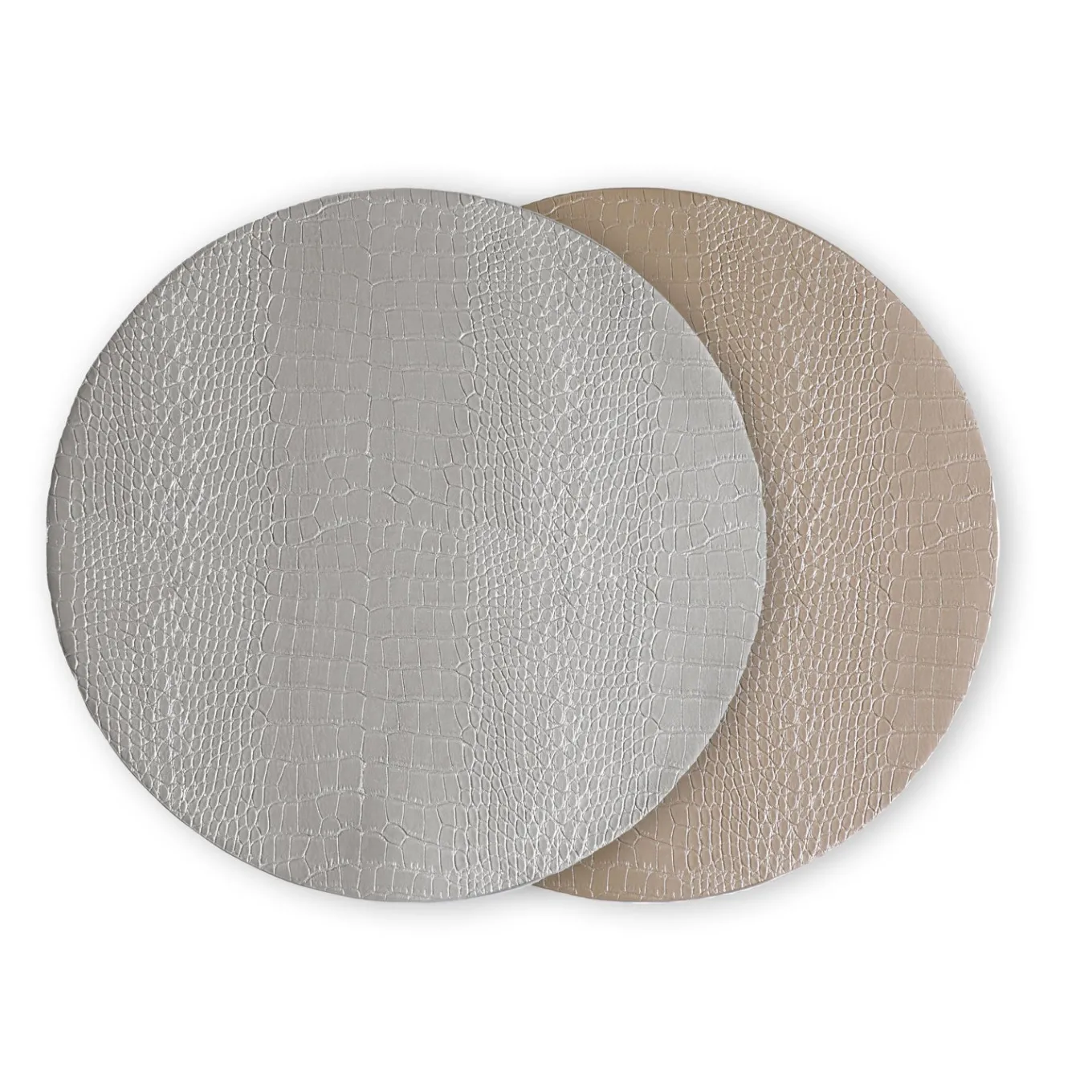 VIDA Croc Reversible 16" Round Placemats Set of 4 (Silver and Gold)