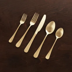 VIDA Droplet Stainless Flatware Set of 5 (Full Brushed Champagne Gold)