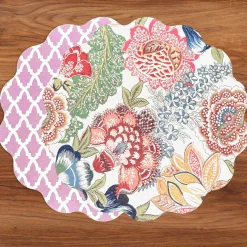 VIDA Eggplant and Pink Reversible Round Placemats Set of 4 Blue & Pink