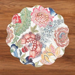 VIDA Eggplant and Pink Reversible Round Placemats Set of 4 Blue & Pink