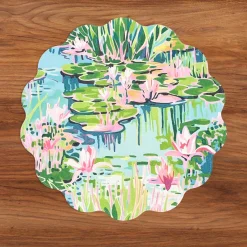 VIDA Everglades and Crocs Reversible Round Placemats Set of 4 Pink & G