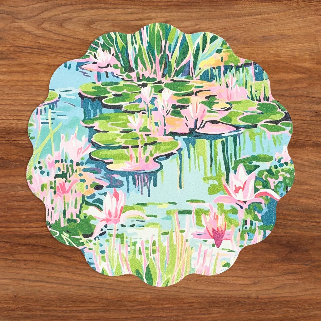 VIDA Everglades and Crocs Reversible Round Placemats Set of 4 Pink & G