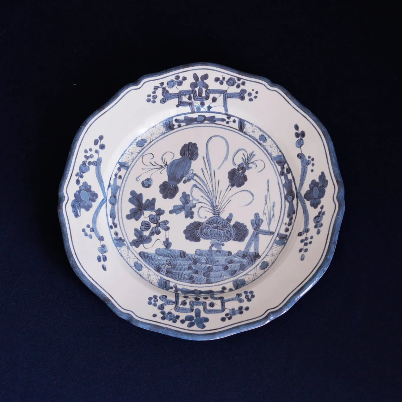 VIDA Faenza 11" Dinner Plate Set of 4 White and Blue