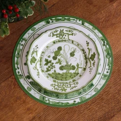 VIDA Faenza 11" Dinner Plate Set of 4 White and Green
