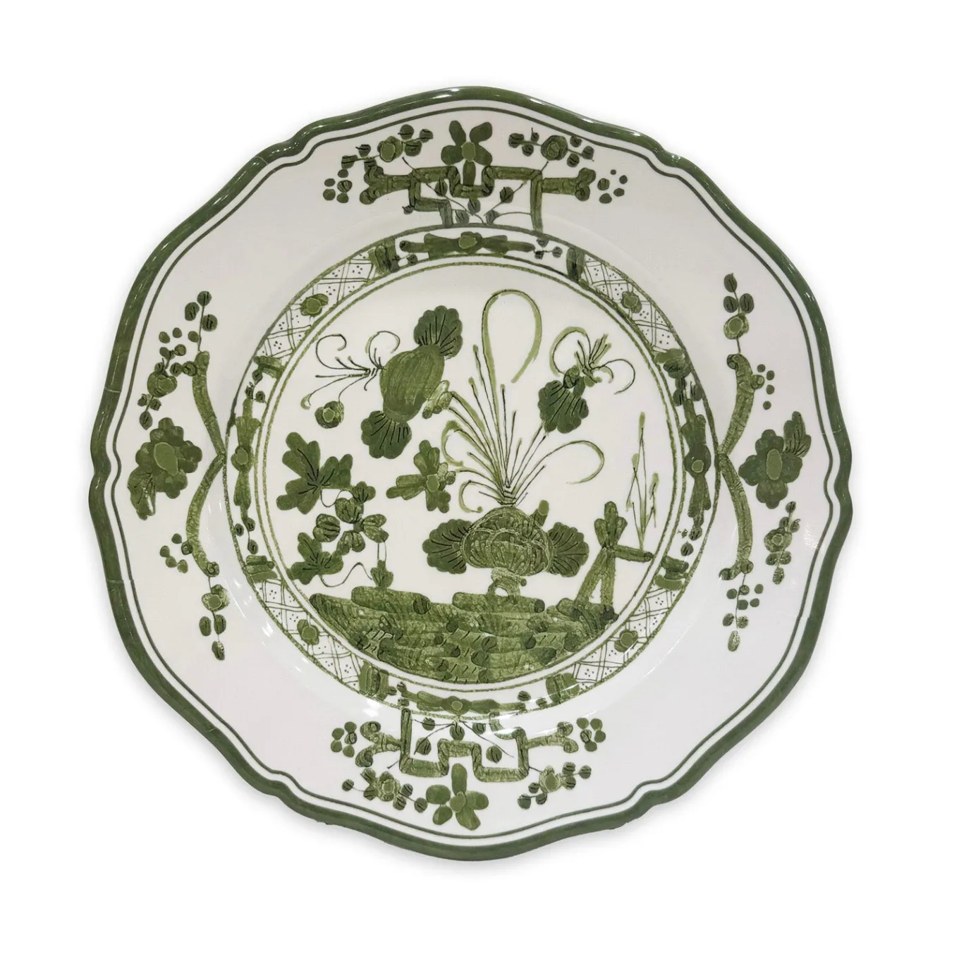VIDA Faenza 11" Dinner Plate Set of 4 White and Green