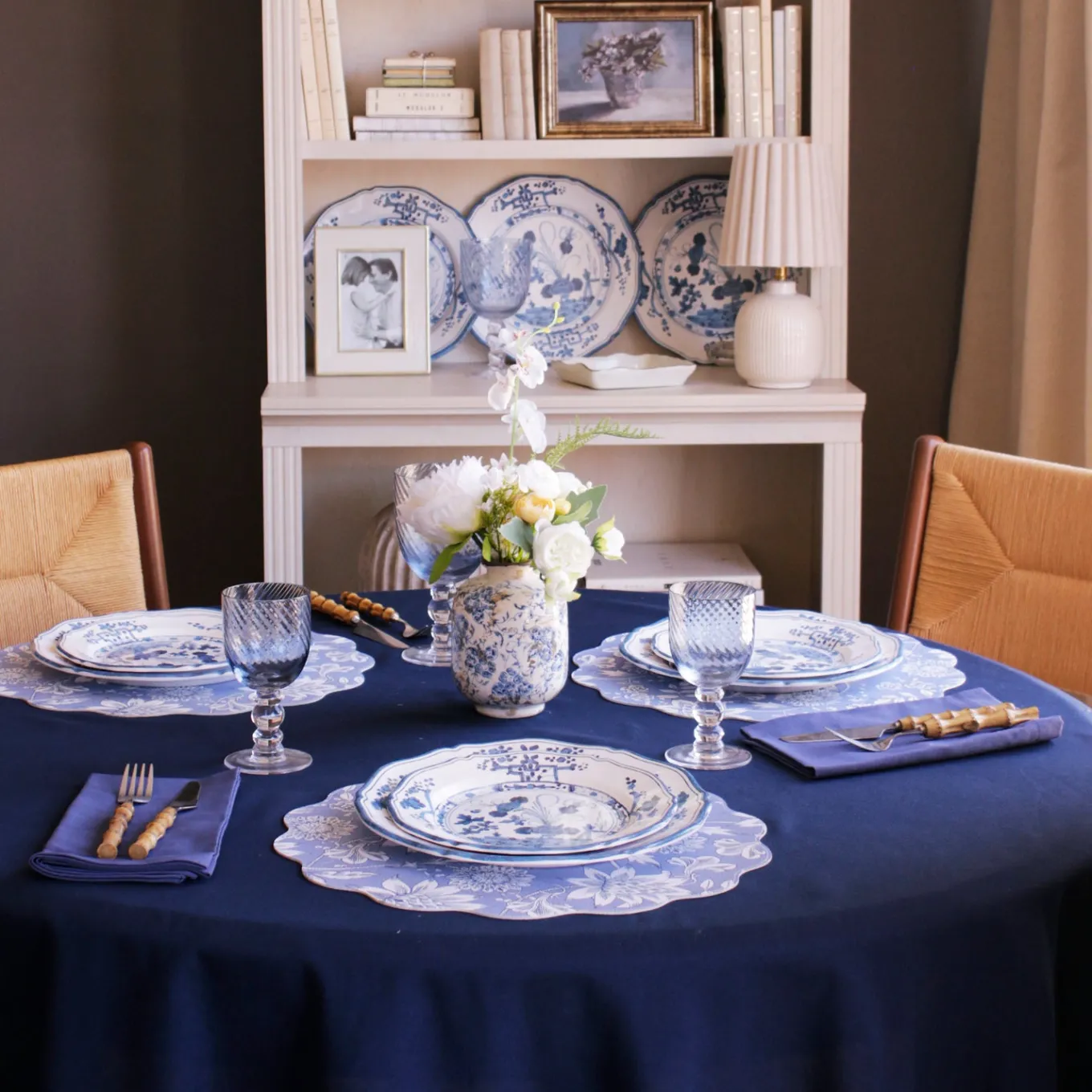 VIDA Faenza 9" Salad Plate Set of 4 White and Blue