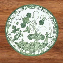 VIDA Faenza and Leopard Reversible Round Placemats Set of 4 White & Gr