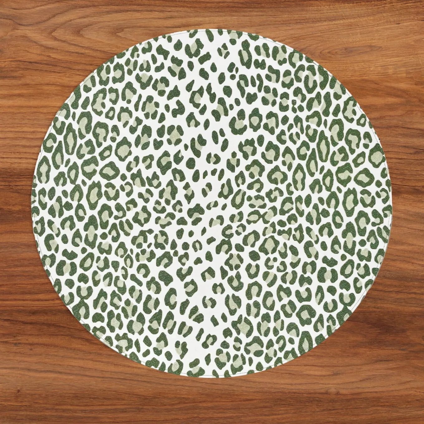 VIDA Faenza and Leopard Reversible Round Placemats Set of 4 White & Gr