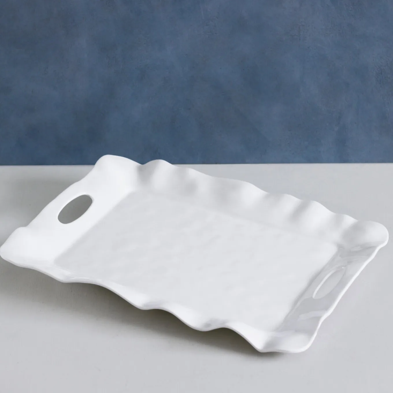 VIDA Havana Rectangular Tray with Handles (White)