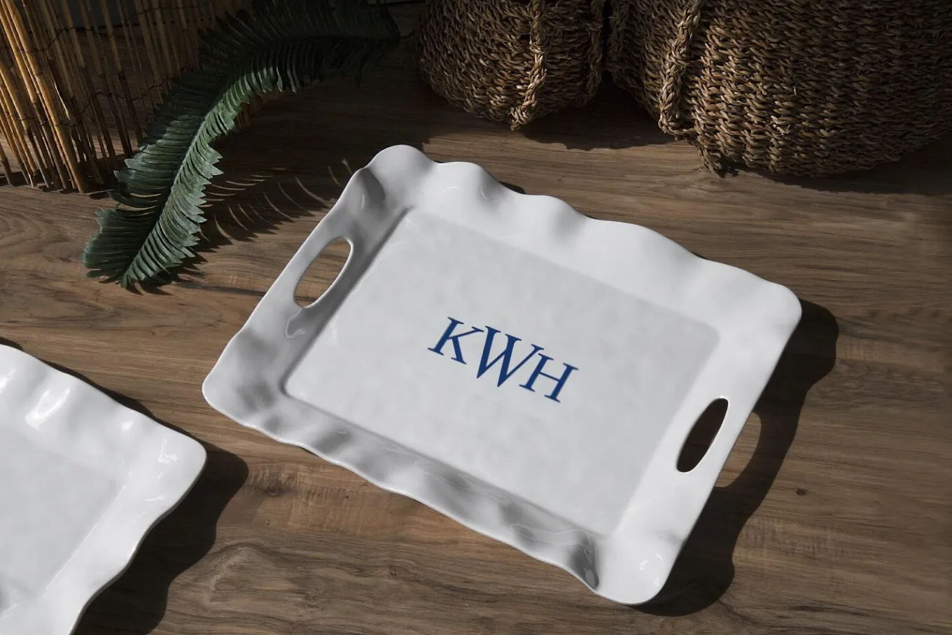 VIDA Havana Rectangular Tray with Handles (White)