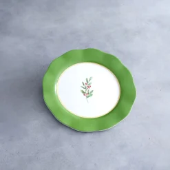 VIDA Holly 11" Dinner Plate Set of 4 (Green and White)