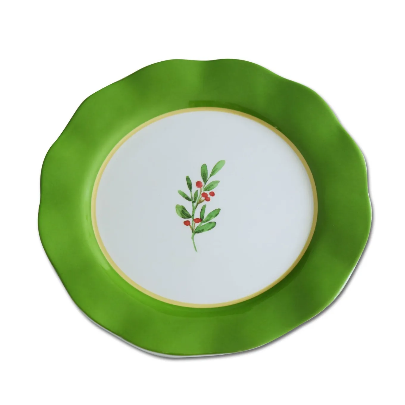 VIDA Holly 11" Dinner Plate Set of 4 (Green and White)