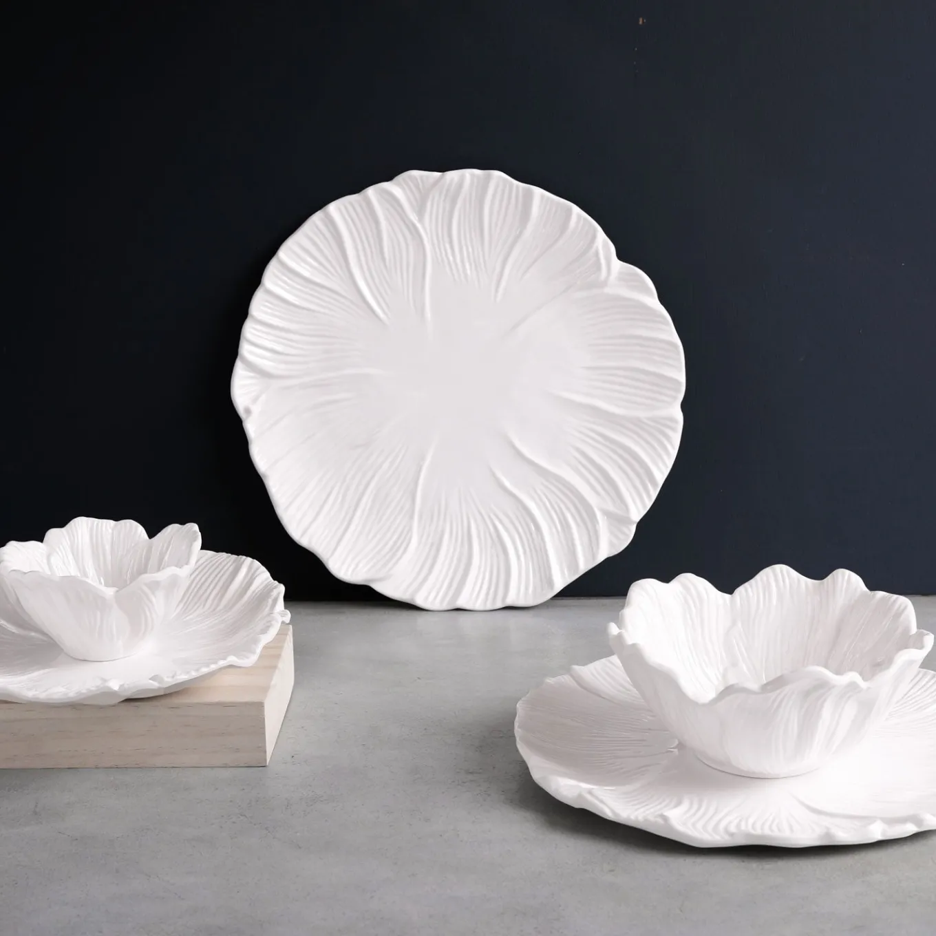 VIDA Lettuce Mini Dip Bowl Set of 4 (White)