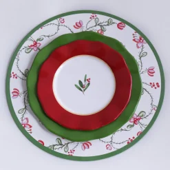 VIDA Norelle Reversible 15.5" Round Placemats Set of 4 (Green Gingham)