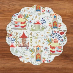 VIDA Pagoda and Carlie Plaid Reversible 15.5 Round Placemats Set of 4