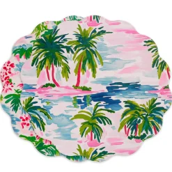 VIDA Palm Trees Reversible Round Placemats Set of 4 (Multi)