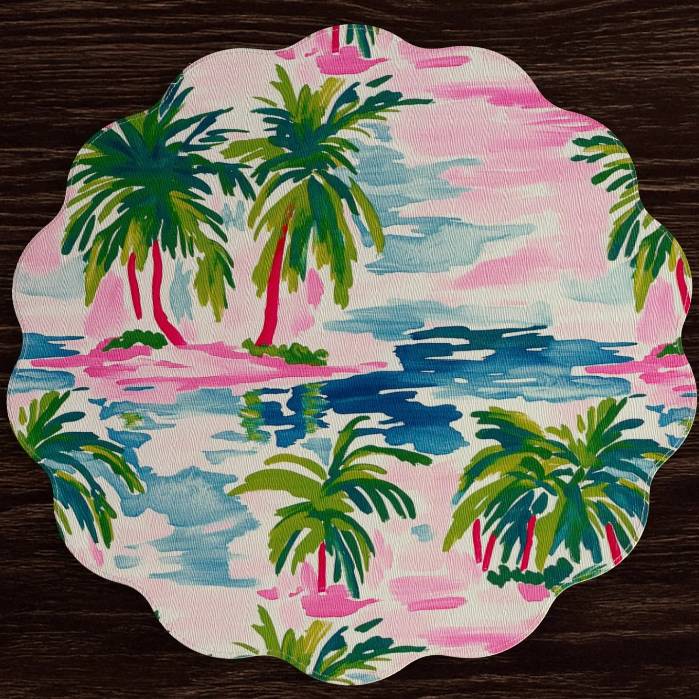 VIDA Palm Trees Reversible Round Placemats Set of 4 (Multi)