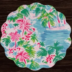 VIDA Palm Trees Reversible Round Placemats Set of 4 (Multi)