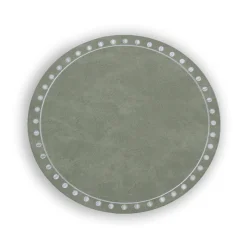 VIDA Round Embroidered Dots 15.5" Round Placemats Set of 4 (Green and