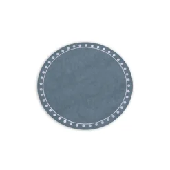 VIDA Round Embroidered Dots 15.5" Round Placemats Set of 4 (Blue and W