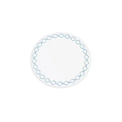 VIDA Round Embroidered Quatrefoil 15.5" Round Placemats Set of 4 (Blue